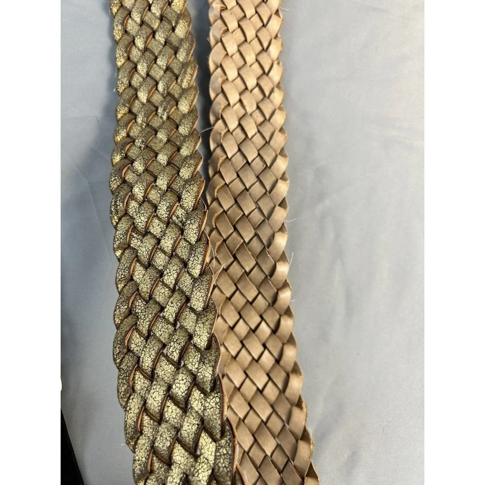 Womens Belt Lot 3 Rhinestone Stretch‎ Denim Grommet Gold Braided Boho
